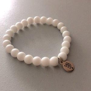 Bourbon and Bowties White beaded stretch bracelet